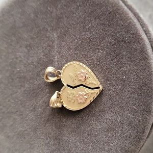 14k Yellow Gold Te Amo Love Spilt Heart Pendant